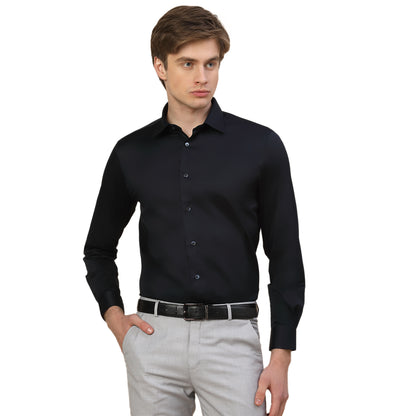 Formal Shirt for Men | Breathable & Soft with Color Fastness Regular Fit Spread Collar Neck Cotton Fabric Solid Pattern