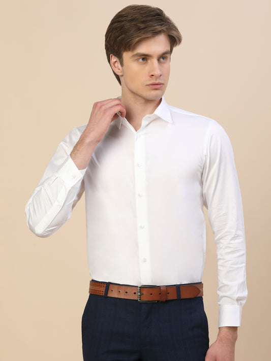 Formal Shirt for Men | Breathable & Soft with Color Fastness Regular Fit Spread Collar Neck Cotton Fabric Solid Pattern