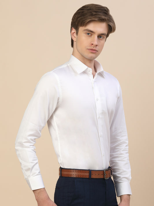 Formal Shirt for Men | Breathable & Soft with Color Fastness Regular Fit Spread Collar Neck Cotton Fabric Solid Pattern