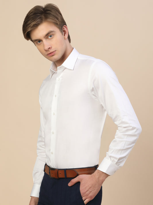 Formal Shirt for Men | Breathable & Soft with Color Fastness Regular Fit Spread Collar Neck Cotton Fabric Solid Pattern