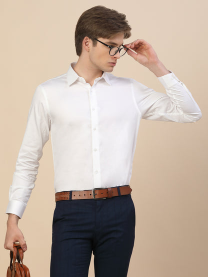 Formal Shirt for Men | Breathable & Soft with Color Fastness Regular Fit Spread Collar Neck Cotton Fabric Solid Pattern