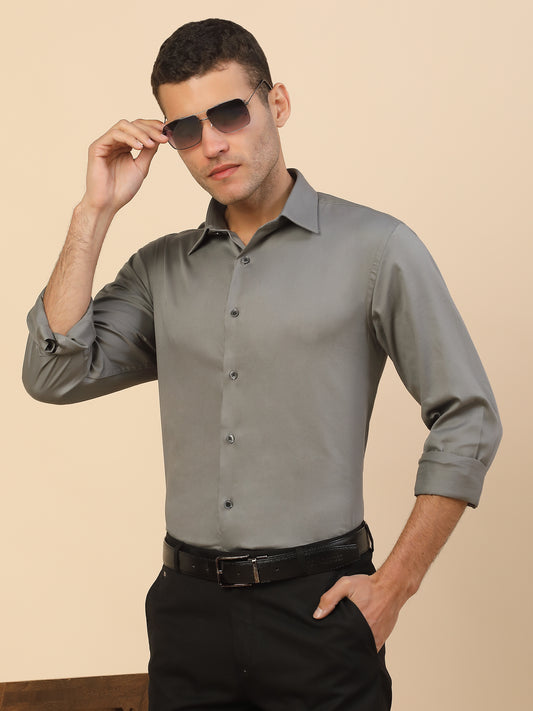 Men's Stylish Solid Party Shirt | Regular Fit | Full Sleeve | Pure Cotton | Smart Party Wear