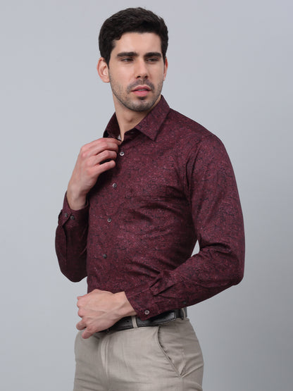 Men's Maroon Party Paisley Print Full Sleeve Shirt