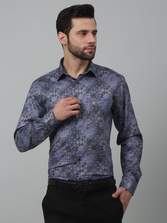Formal Shirt for Men l Breathable & Soft with Color Fastness Regular Fit Spread Collar Neck Cotton Fabric Printed Pattern