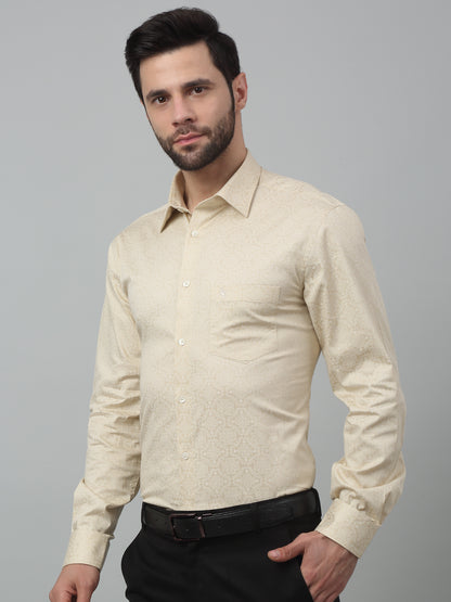 Men's Cream Party Floral Print Full Sleeve Shirt