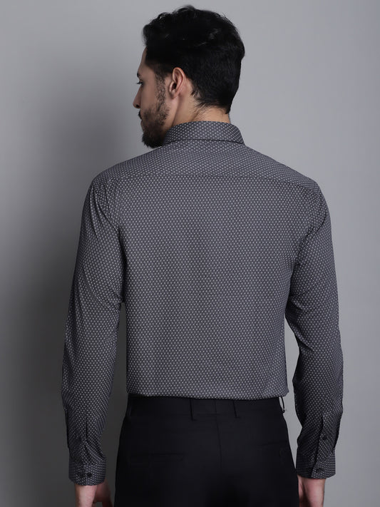Cantabil Cotton Blend Printed Black Full Sleeve Party Wear Shirt for Men with Pocket (7165406544011)