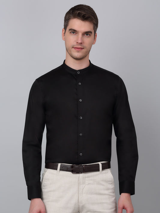 Formal Shirt for Men l Breathable & Soft with Color Fastness Regular Fit Mandarin Collar Neck Cotton Fabric Solid Pattern