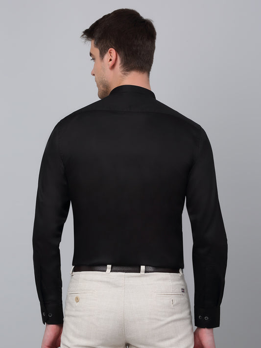 Formal Shirt for Men l Breathable & Soft with Color Fastness Regular Fit Mandarin Collar Neck Cotton Fabric Solid Pattern