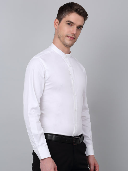 Formal Shirt for Men l Breathable & Soft with Color Fastness Regular Fit Mandarin Collar Neck Cotton Fabric Solid Pattern