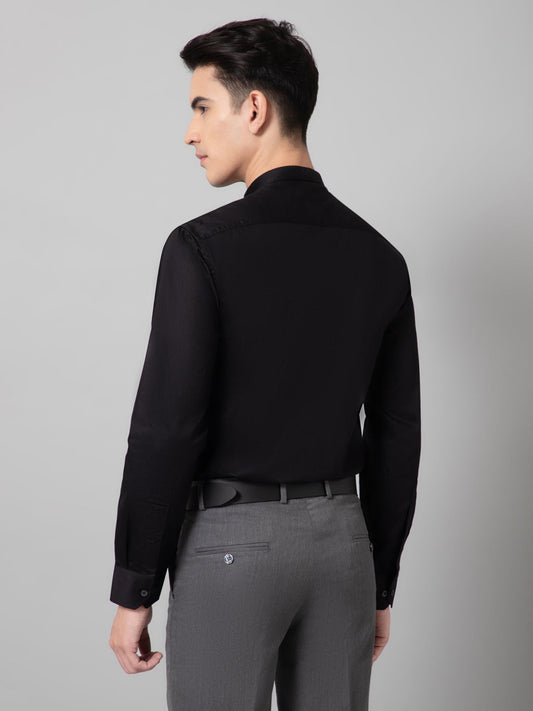 Formal Shirt for Men l Breathable & Soft with Color Fastness Regular Fit Mandarin Collar Neck Cotton Fabric Solid Pattern