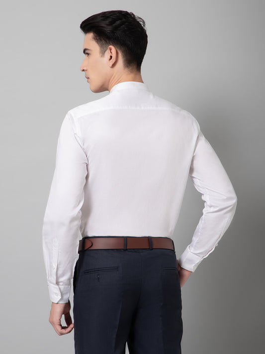 Formal Shirt for Men l Breathable & Soft with Color Fastness Regular Fit Mandarin Collar Neck Cotton Fabric Solid Pattern