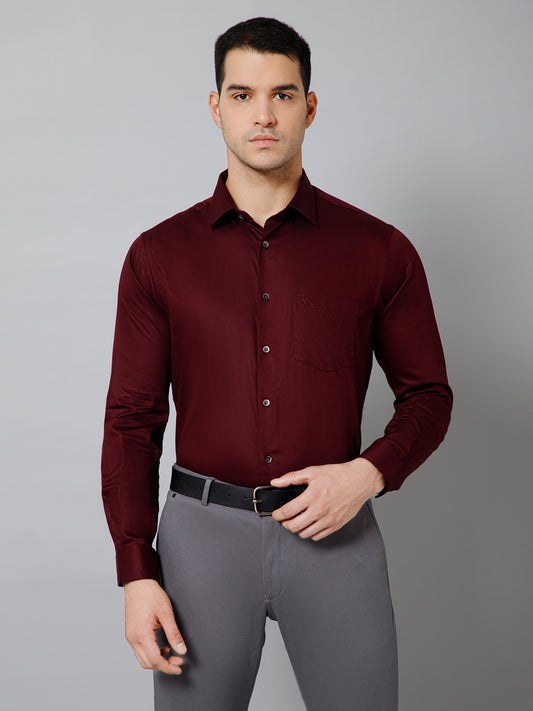 Formal Shirt for Men l Breathable & Soft with Color Fastness Regular Fit Spread Collar Neck Cotton Fabric Solid Pattern
