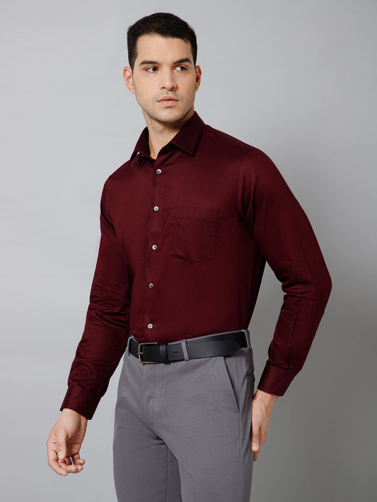 Formal Shirt for Men l Breathable & Soft with Color Fastness Regular Fit Spread Collar Neck Cotton Fabric Solid Pattern