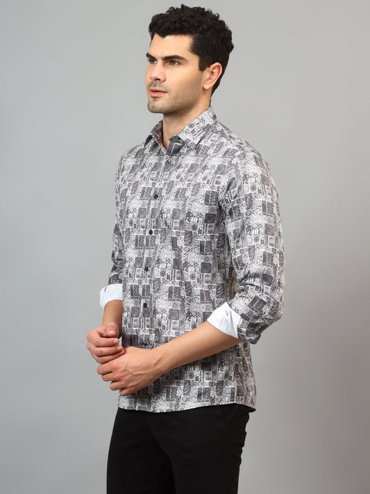 Formal Shirt for Men l Breathable & Soft with Color Fastness Regular Fit Spread Collar Neck Cotton Fabric Printed Pattern
