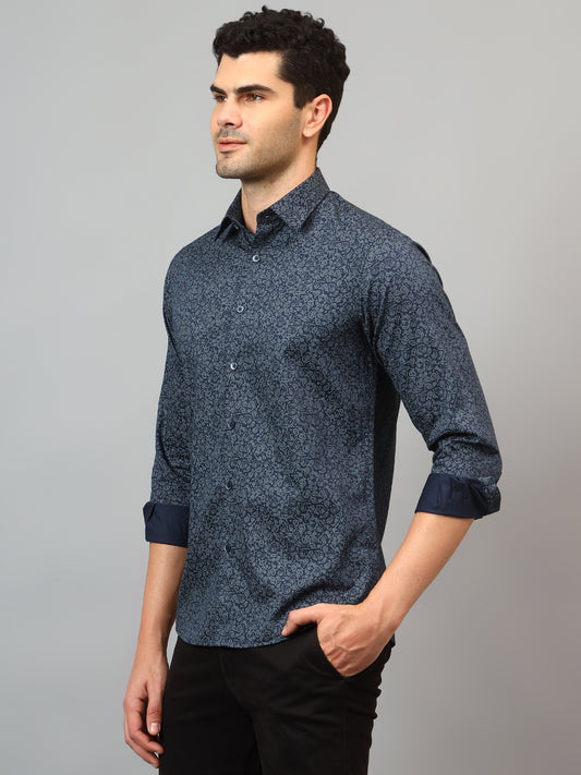 Formal Shirt for Men l Breathable & Soft with Color Fastness Regular Fit Spread Collar Neck Cotton Fabric Printed Pattern