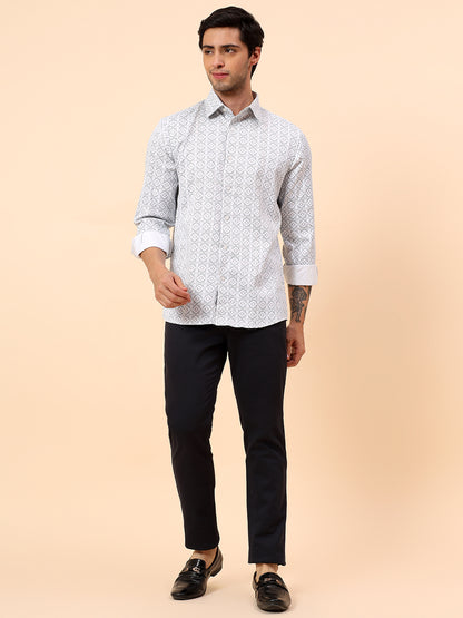 Formal Shirt for Men | Breathable & Soft with Color Fastness Regular Fit Cotton Fabric Printed Pattern