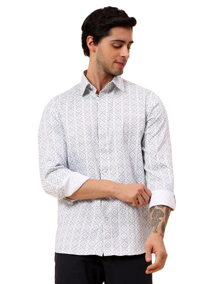 Formal Shirt for Men | Breathable & Soft with Color Fastness Regular Fit Cotton Fabric Printed Pattern