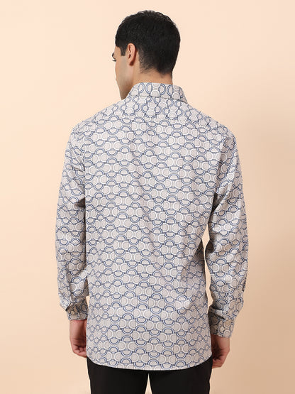 Formal Shirt for Men | Breathable & Soft with Color Fastness Regular Fit Spread Collar Cotton Fabric Printed Pattern