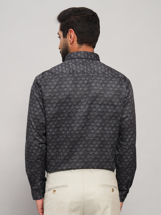 Formal Shirt for Men l Breathable & Soft with Color Fastness Regular Fit Spread Collar Neck Cotton Fabric Printed Pattern