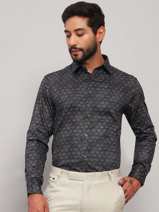 Formal Shirt for Men l Breathable & Soft with Color Fastness Regular Fit Spread Collar Neck Cotton Fabric Printed Pattern