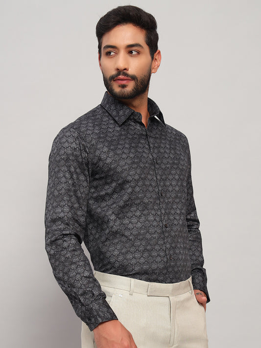 Formal Shirt for Men l Breathable & Soft with Color Fastness Regular Fit Spread Collar Neck Cotton Fabric Printed Pattern