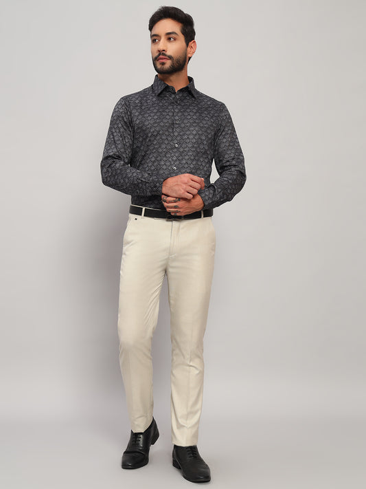 Formal Shirt for Men l Breathable & Soft with Color Fastness Regular Fit Spread Collar Neck Cotton Fabric Printed Pattern