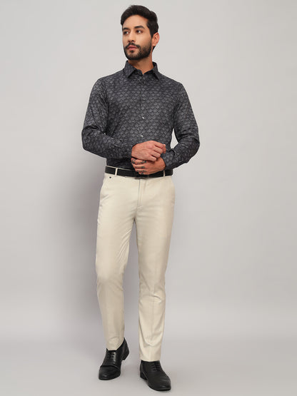 Formal Shirt for Men l Breathable & Soft with Color Fastness Regular Fit Spread Collar Neck Cotton Fabric Printed Pattern