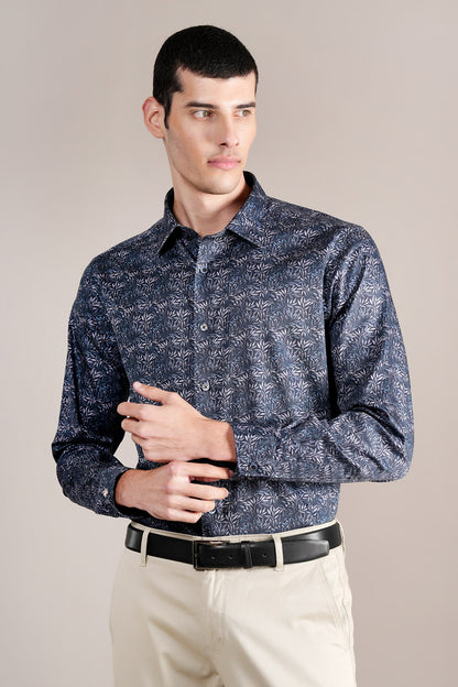 Formal Shirt for Men l Breathable & Soft with Color Fastness Regular Fit Spread Collar Neck Cotton Fabric Printed Pattern