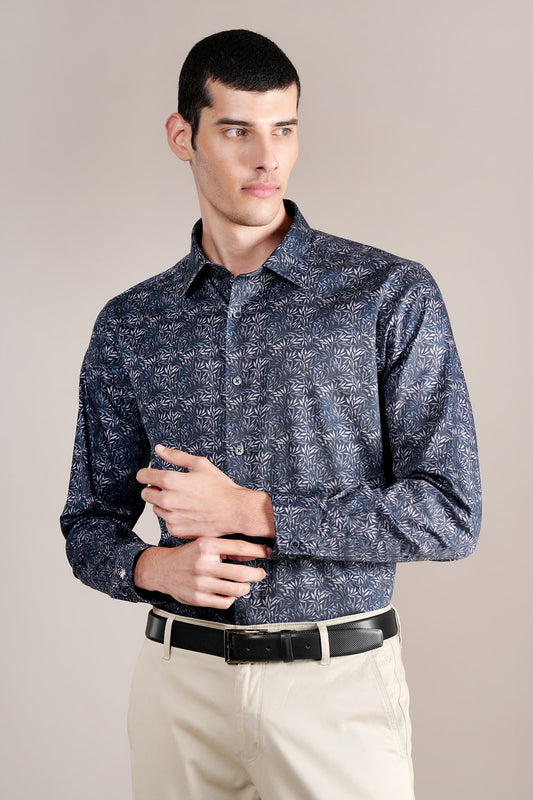Formal Shirt for Men l Breathable & Soft with Color Fastness Regular Fit Spread Collar Neck Cotton Fabric Printed Pattern