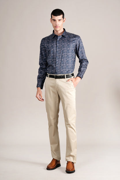 Formal Shirt for Men l Breathable & Soft with Color Fastness Regular Fit Spread Collar Neck Cotton Fabric Printed Pattern