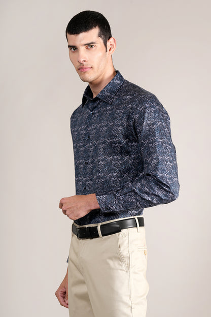 Formal Shirt for Men l Breathable & Soft with Color Fastness Regular Fit Spread Collar Neck Cotton Fabric Printed Pattern