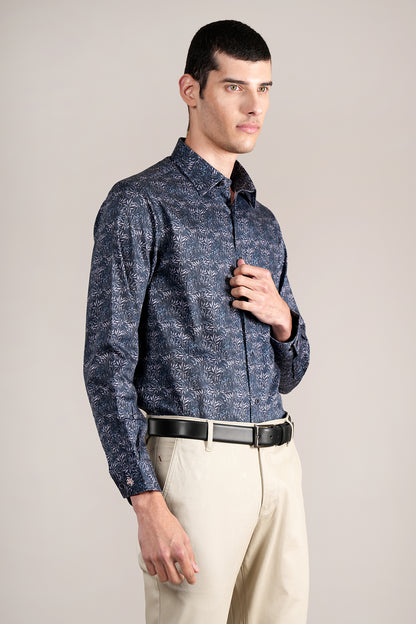 Formal Shirt for Men l Breathable & Soft with Color Fastness Regular Fit Spread Collar Neck Cotton Fabric Printed Pattern