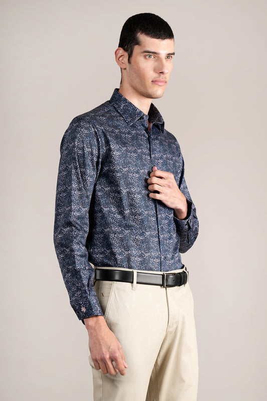 Formal Shirt for Men l Breathable & Soft with Color Fastness Regular Fit Spread Collar Neck Cotton Fabric Printed Pattern