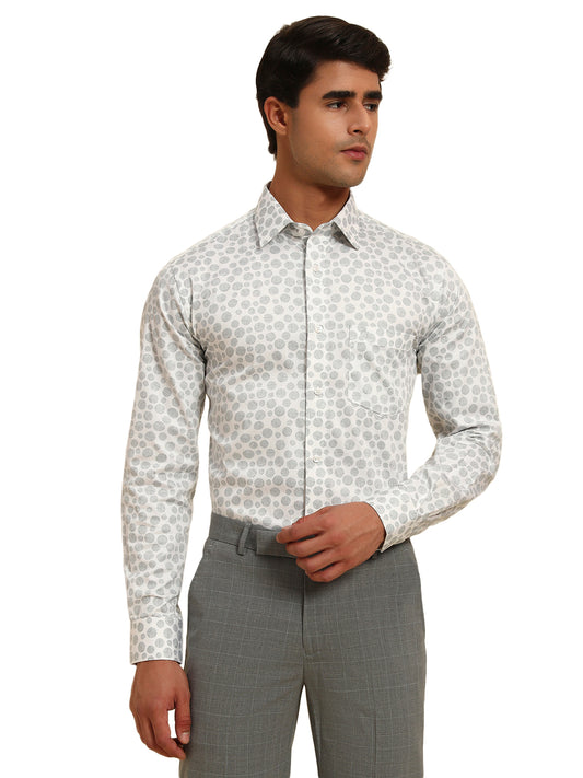 Formal Shirt for Men l Breathable & Soft with Color Fastness Regular Fit Spread Collar Neck Cotton Fabric Printed Pattern