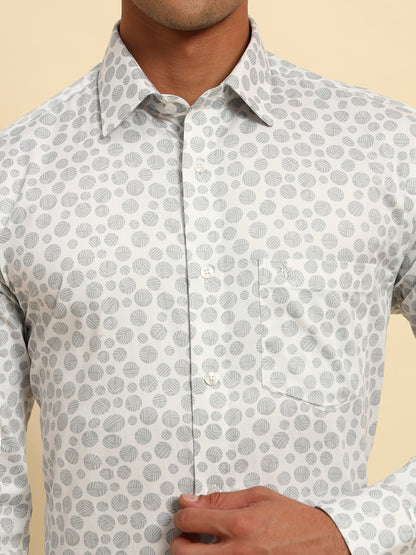 Formal Shirt for Men l Breathable & Soft with Color Fastness Regular Fit Spread Collar Neck Cotton Fabric Printed Pattern