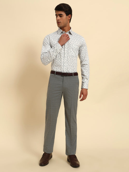 Formal Shirt for Men l Breathable & Soft with Color Fastness Regular Fit Spread Collar Neck Cotton Fabric Printed Pattern