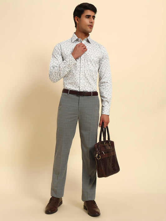 Formal Shirt for Men l Breathable & Soft with Color Fastness Regular Fit Spread Collar Neck Cotton Fabric Printed Pattern