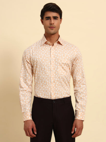 Formal Shirt for Men l Breathable & Soft with Color Fastness Regular Fit Spread Collar Neck Cotton Fabric Printed Pattern