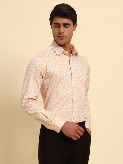 Formal Shirt for Men l Breathable & Soft with Color Fastness Regular Fit Spread Collar Neck Cotton Fabric Printed Pattern