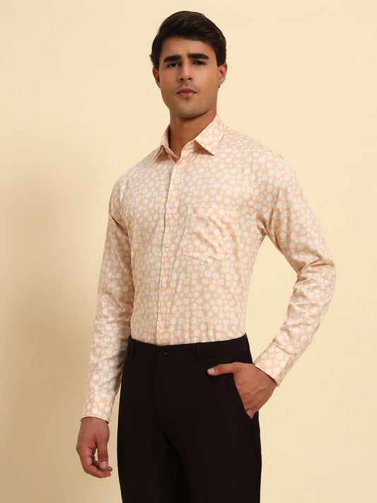 Formal Shirt for Men l Breathable & Soft with Color Fastness Regular Fit Spread Collar Neck Cotton Fabric Printed Pattern