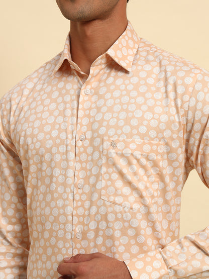 Formal Shirt for Men l Breathable & Soft with Color Fastness Regular Fit Spread Collar Neck Cotton Fabric Printed Pattern