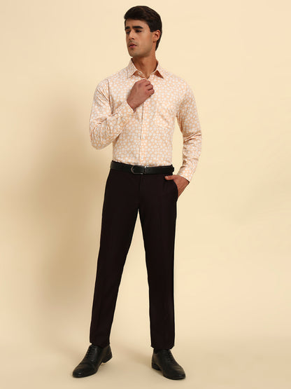 Formal Shirt for Men l Breathable & Soft with Color Fastness Regular Fit Spread Collar Neck Cotton Fabric Printed Pattern