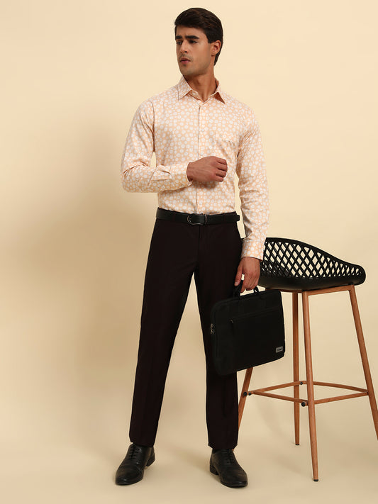 Formal Shirt for Men l Breathable & Soft with Color Fastness Regular Fit Spread Collar Neck Cotton Fabric Printed Pattern