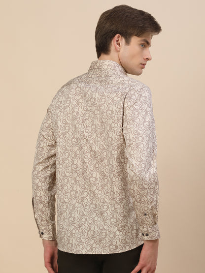 Formal Shirt for Men | Breathable & Soft with Color Fastness Regular Fit Spread Collar Neck Cotton Fabric Printed Pattern