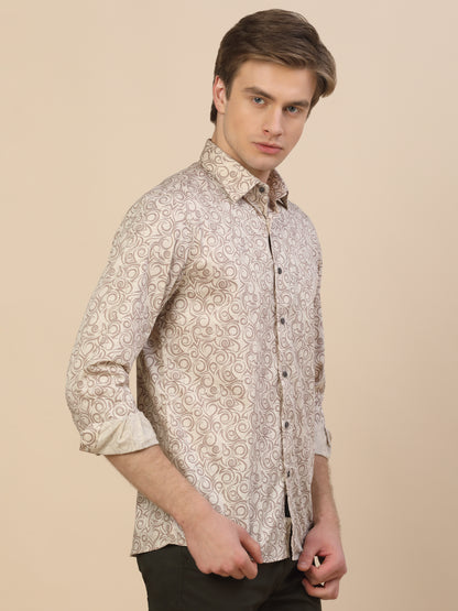 Formal Shirt for Men | Breathable & Soft with Color Fastness Regular Fit Spread Collar Neck Cotton Fabric Printed Pattern
