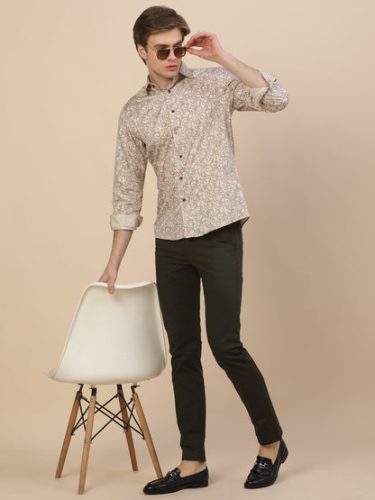 Formal Shirt for Men | Breathable & Soft with Color Fastness Regular Fit Spread Collar Neck Cotton Fabric Printed Pattern