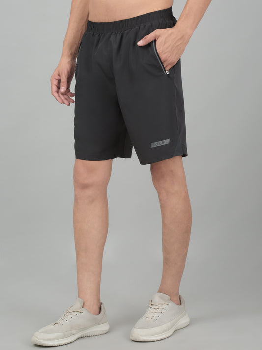 Men's Grey Solid Activewear Shorts