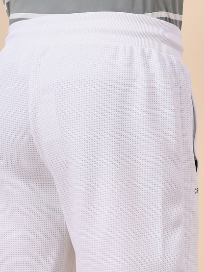 Men's Self Design White Regular Fit Casual Shorts