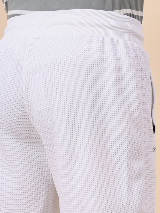 Men's Self Design White Regular Fit Casual Shorts