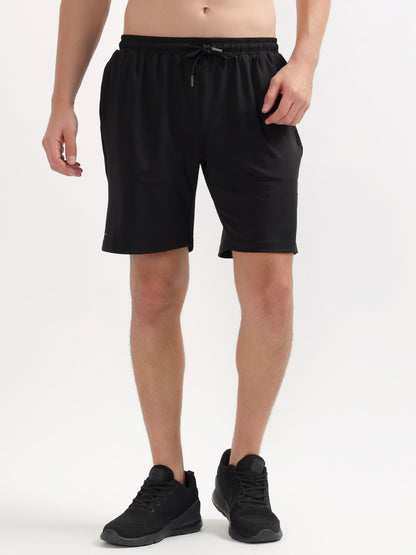 Men's Solid Black Regular Fit Casual Shorts